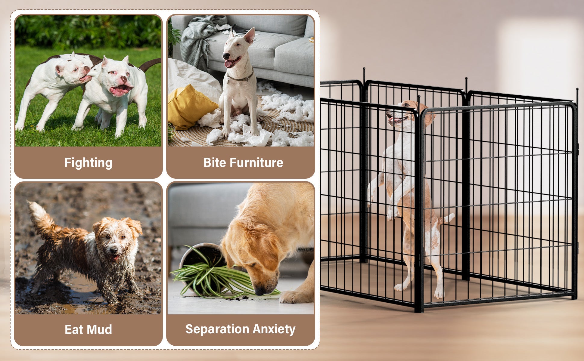 Dog Playpen Indoor Outdoor, 24" Height Doba
